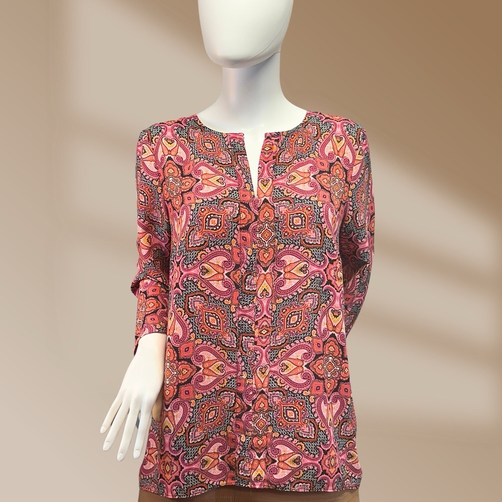 Rose & Olive Ladies High Low Shades of Pink Blouse Sz Medium